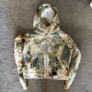 Tie Dye & Mushroom Block-print Heavy Fleece Hoodie